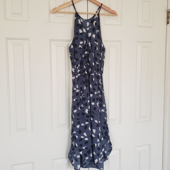 Loft Dusky Blue Floral Dress - Spaghetti straps and tie waist. Size XS - Picture 11 of 13